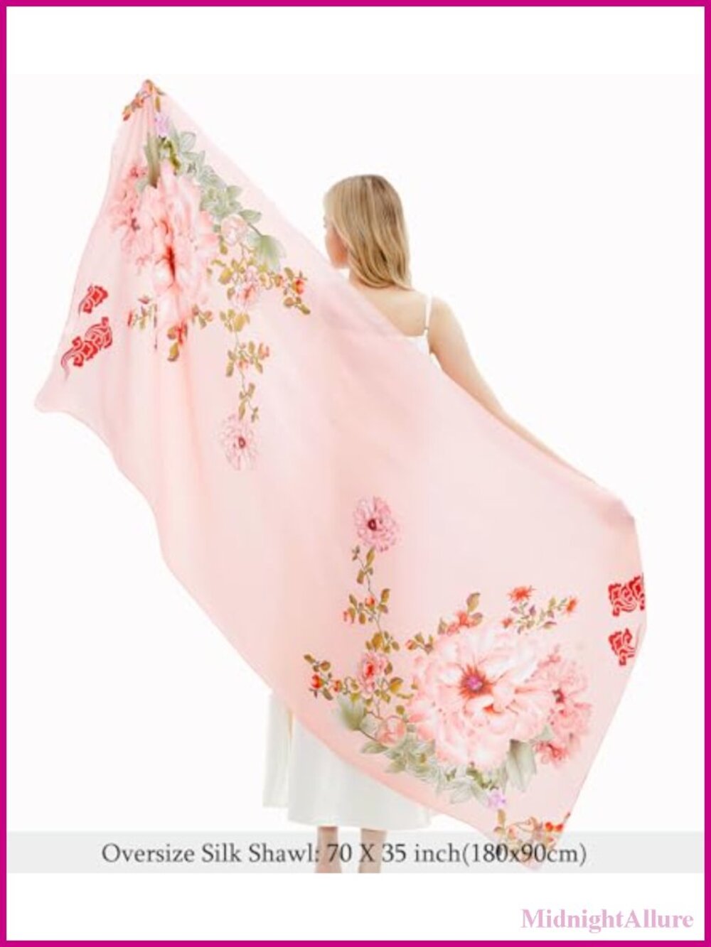 Silk Satin Scarf Long Oversized Shawl Wrap Printed Head Scarf 70x35